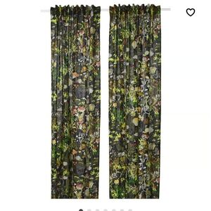 Botanical Print Sheer Window Curtains - Green Multi